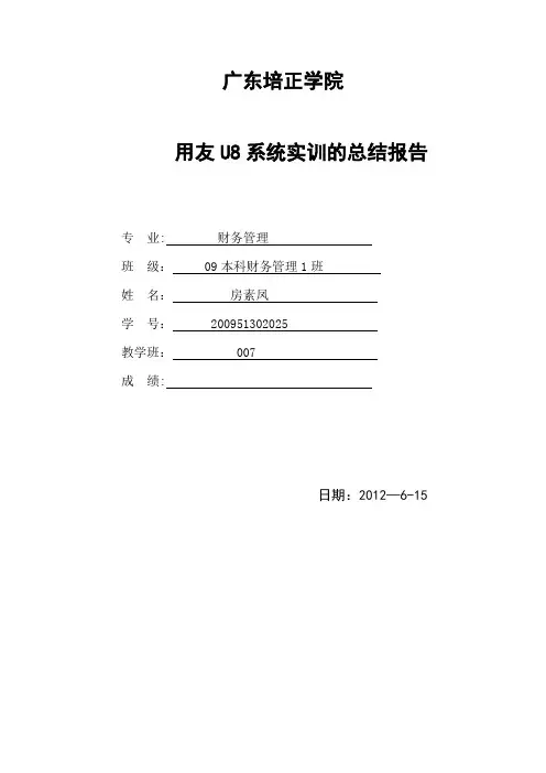 会计电算化实验报告UFO报表