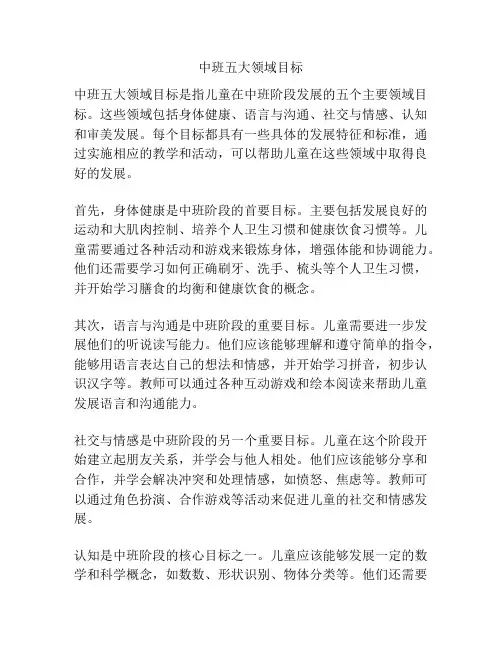 中班五大领域目标