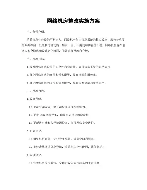 网络机房整改实施方案