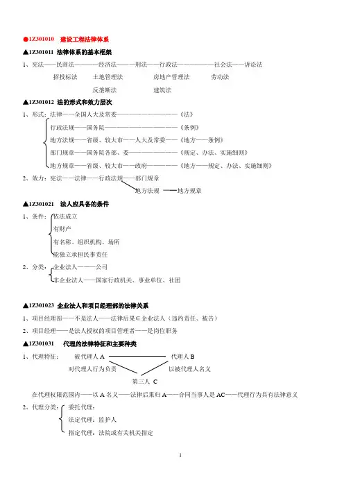 2017一级建造师法规各章知识汇总