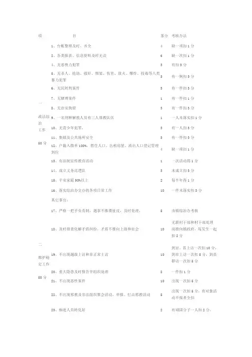 村级综治工作考核细则