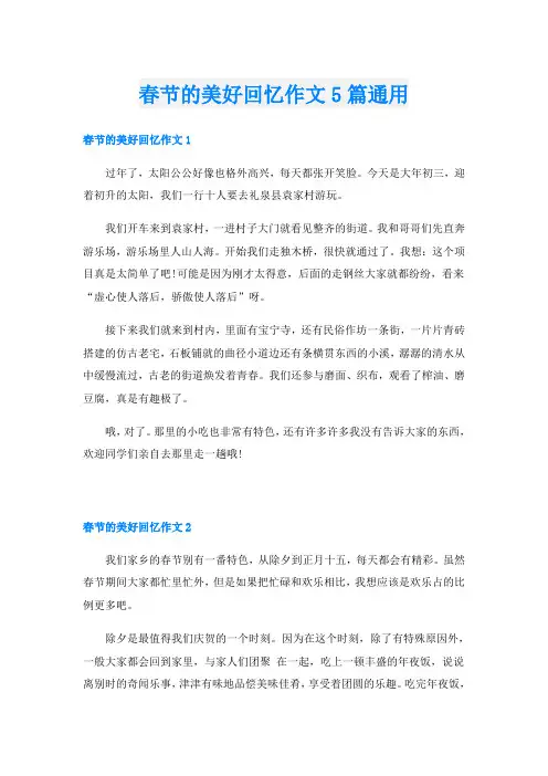 春节的美好回忆作文5篇通用