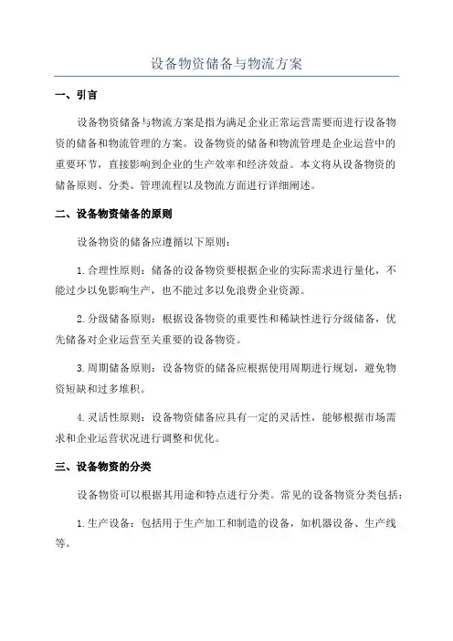 设备物资储备与物流方案