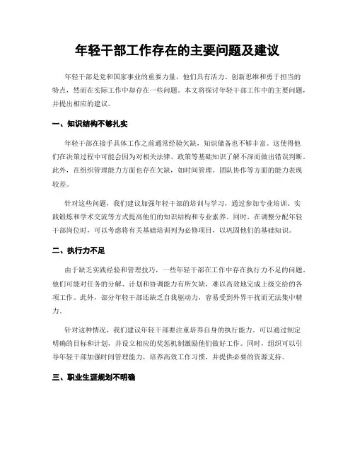 年轻干部工作存在的主要问题及建议