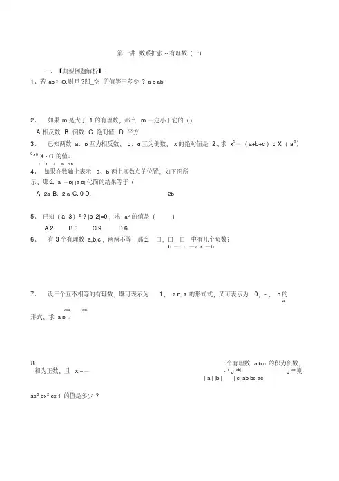 初一数学寒假资料培优汇总(精华)PDF