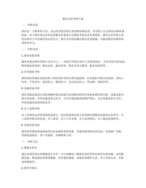 酒店运营考核方案