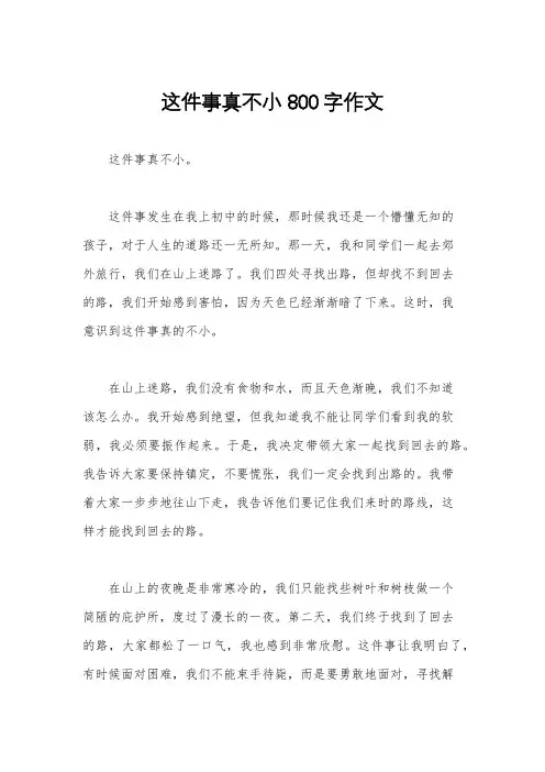 这件事真不小800字作文