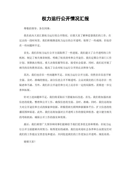 权力运行公开情况汇报