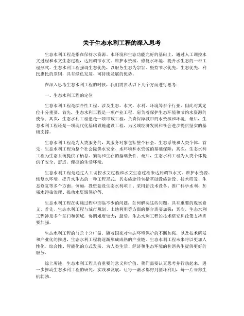 关于生态水利工程的深入思考