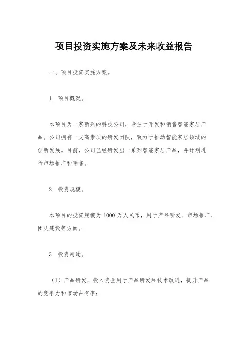 项目投资实施方案及未来收益报告