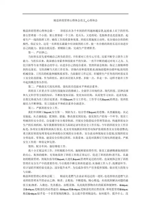 精益班组管理心得体会范文_心得体会