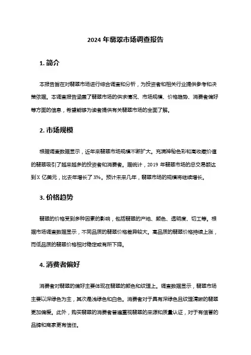 2024年翡翠市场调查报告