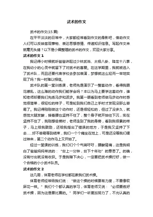 武术的作文（15篇）