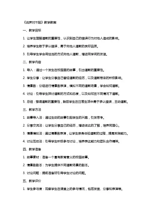 《说声对不起》教学教案