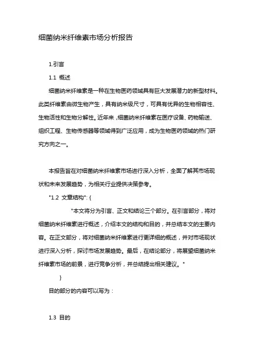 细菌纳米纤维素市场分析报告