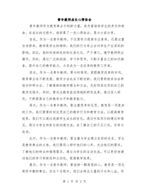 青年教师成长心得体会