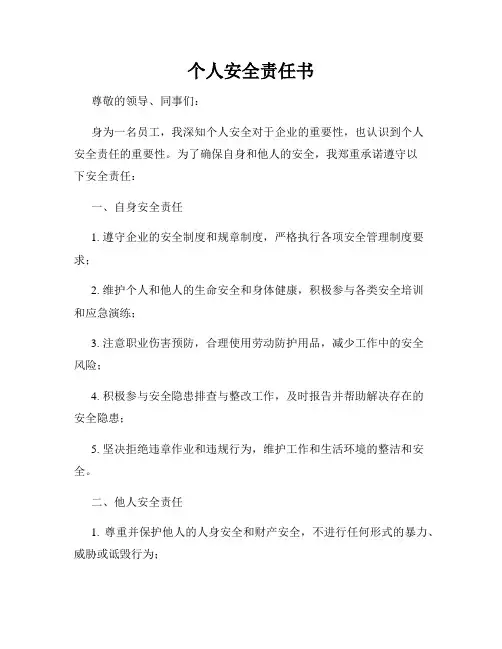 个人安全责任书