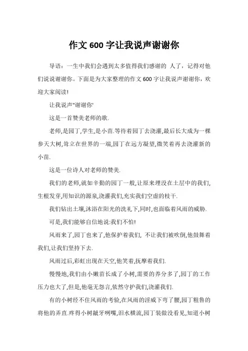 作文600字让我说声谢谢你