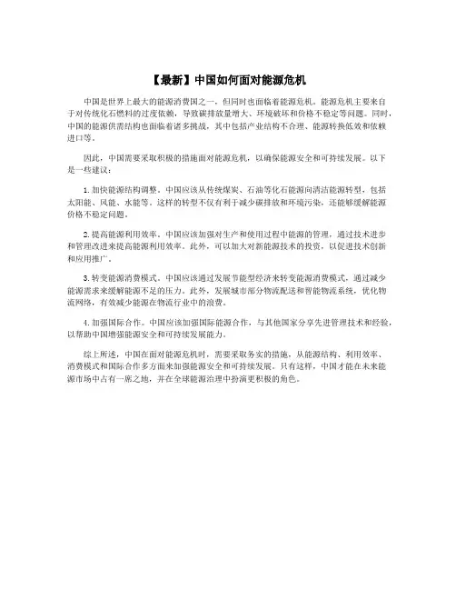 【最新】中国如何面对能源危机
