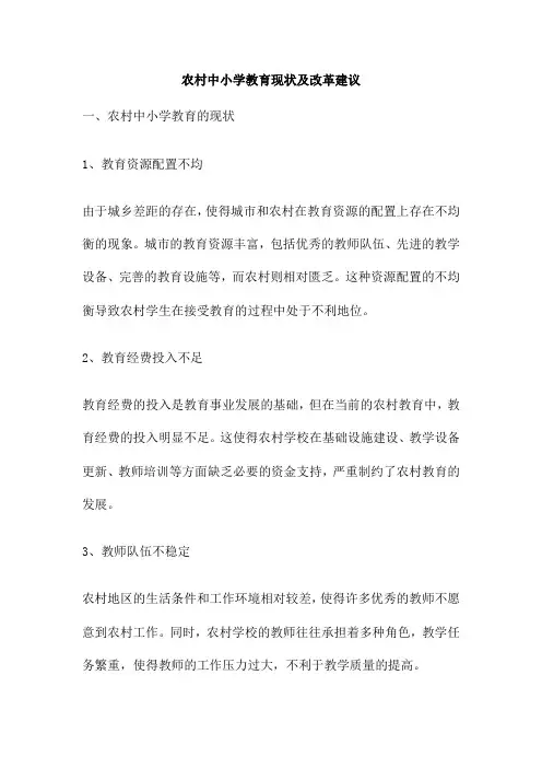 农村中小学教育现状及改革建议