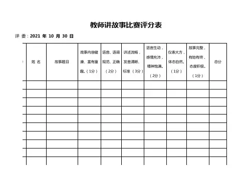 幼儿园教师讲故事评分表