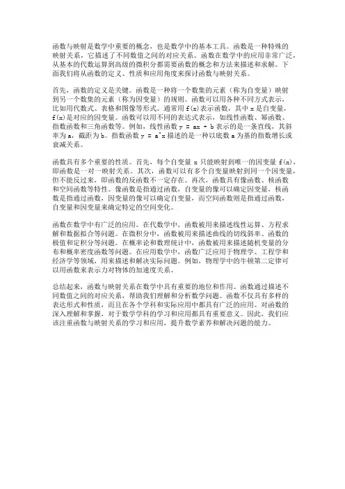 数学中的函数与映射关系