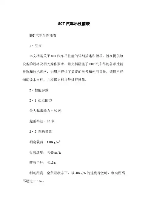 80T汽车吊性能表