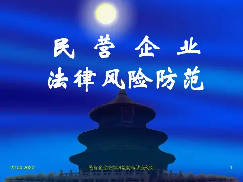 民营企业法律风险防范讲座幻灯课件