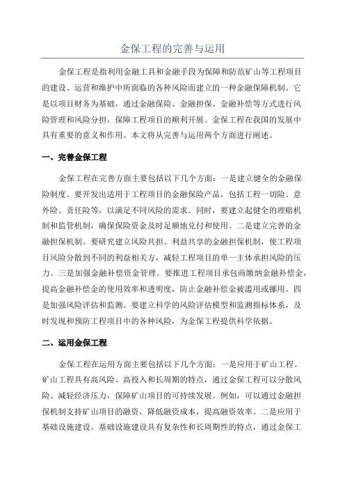 金保工程的完善与运用