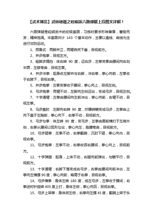 【武术博览】武林秘籍之崆峒派六路弹腿上段图文详解！