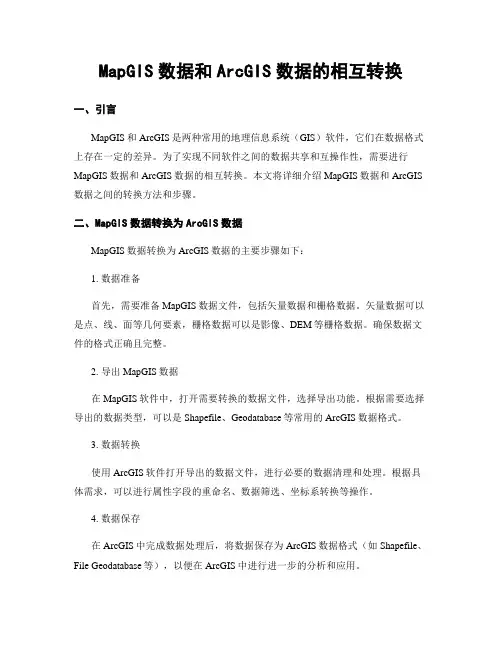 MapGIS数据和ArcGIS数据的相互转换
