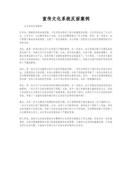 宣传文化系统反面案例