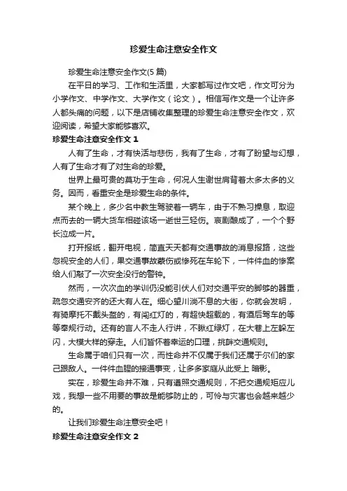珍爱生命注意安全作文