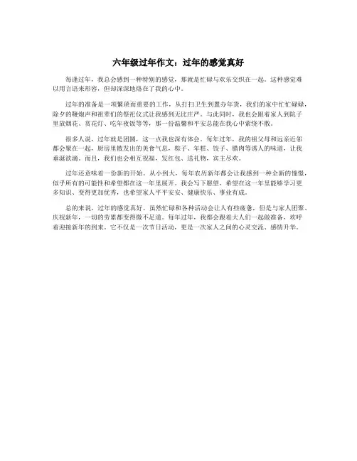 六年级过年作文：过年的感觉真好
