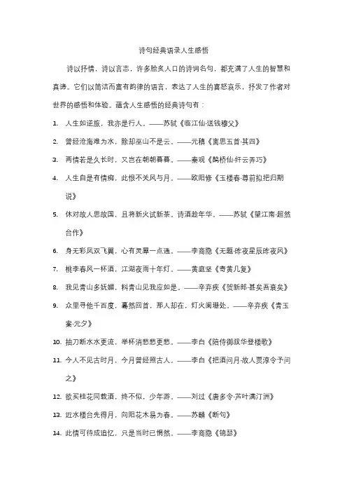 诗句经典语录人生感悟