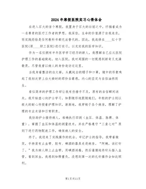 2024年寒假医院实习心得体会（6篇）