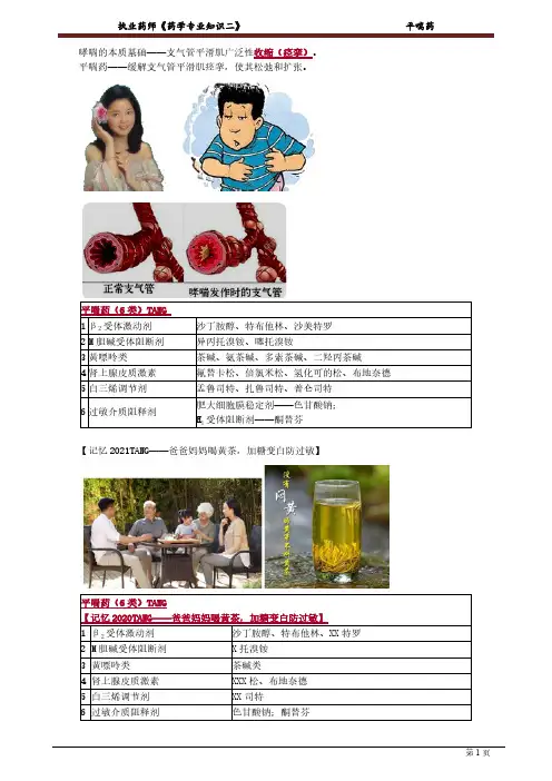 2021执业药师考试药学专业知识二讲义之 平喘药