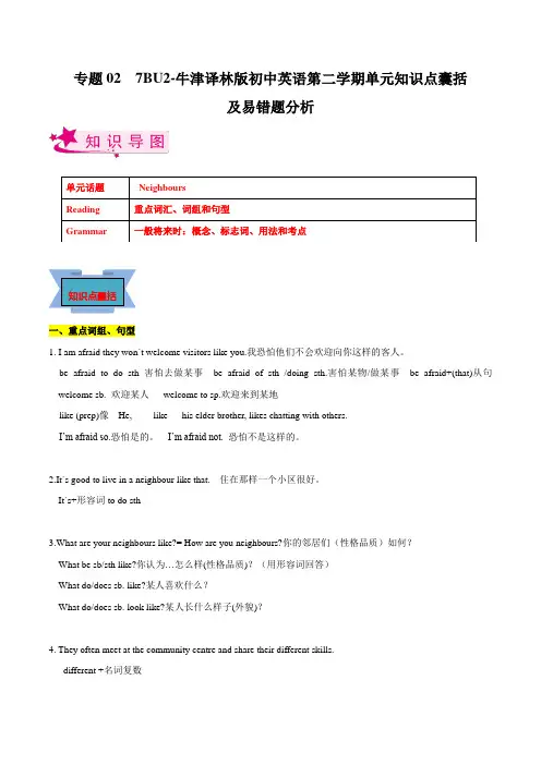 专题02 7BU2-牛津译林版初中英语第二学期单元知识点囊括及易错题分析(江苏专用)