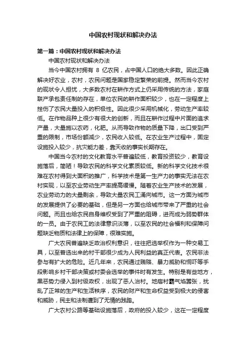 中国农村现状和解决办法