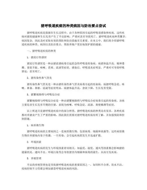 猪呼吸道疾病的种类病因与防治要点尝试