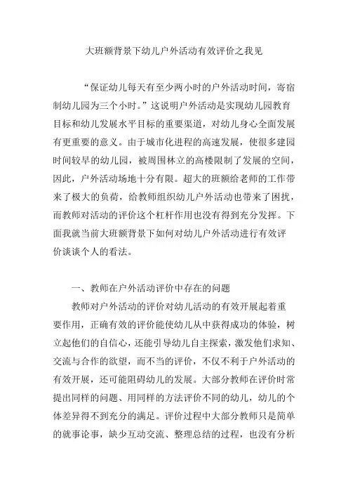 大班额背景下幼儿户外活动有效评价之我见