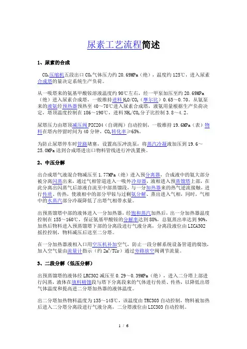 尿素工艺流程简述(副本)
