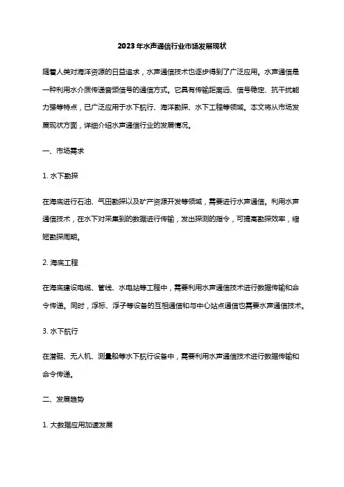 2023年水声通信行业市场发展现状