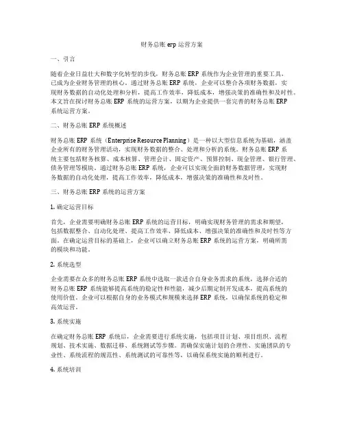 财务总账erp运营方案