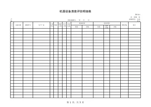 机器设备评估明细表