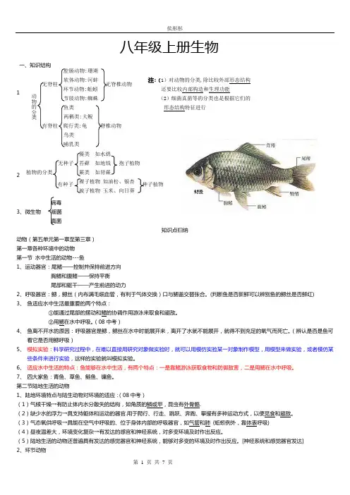 八年级生物上册知识点总结(全面)