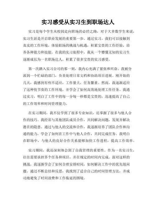 实习感受从实习生到职场达人