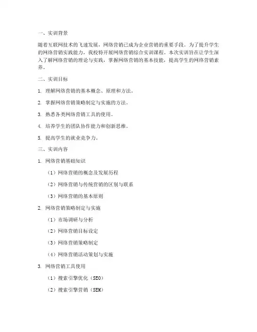 网络营销综合实训报告单