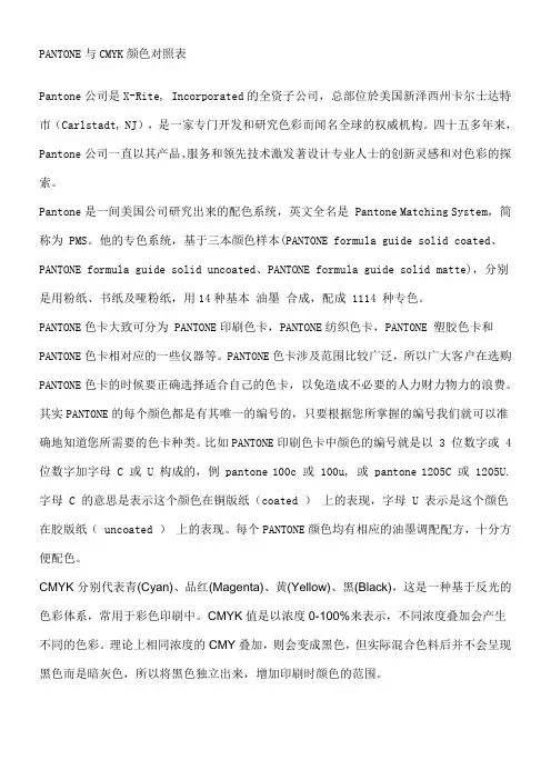 PANTONECOLOR对应CMYK值,很好用查询方法