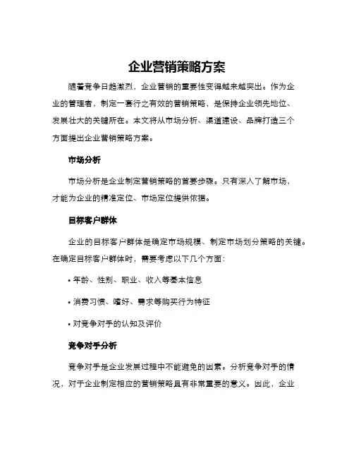 企业营销策略方案